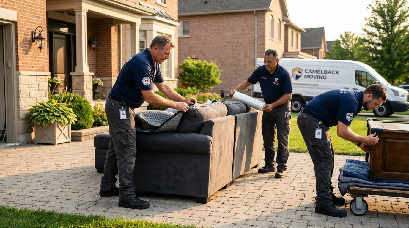 Large estate moving crew wrapping furniture in Carencro, LA